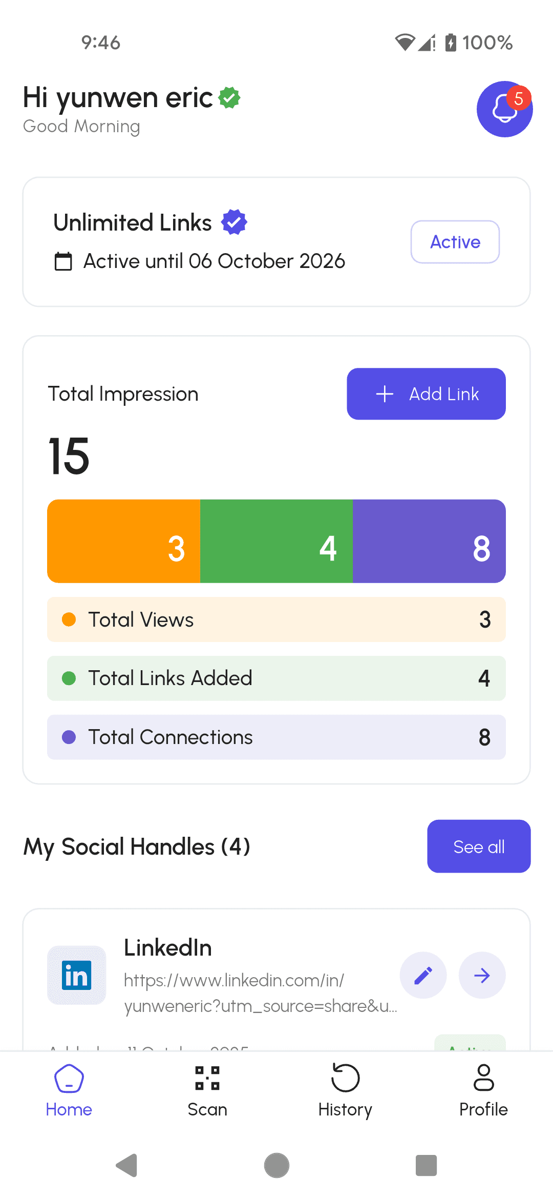 LinkUp app screen 1